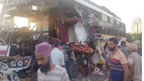 PUNJAB - ਸ਼ਰਧਾਲੂਆਂ ਨਾਲ ਭਰੀ ਬੱਸ ਨਾਲ ਵਾਪਰਿਆ ਹਾਦਸਾ, ਦੋ ਔਰਤਾਂ ਦੀ